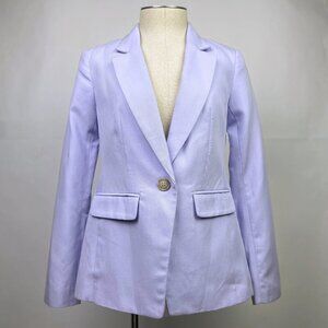 Ann Taylor Loft Womens Blazer Size 00 Petite Purple Lavender One Button Jacket
